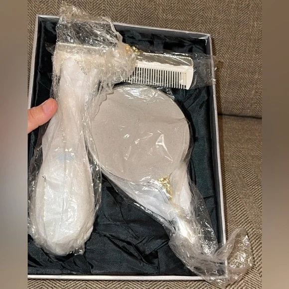 NWT Oneida Elegant ROPES & BOWS Silverplate 3pc dresser Grooming Accessories Set - Picture 7 of 12